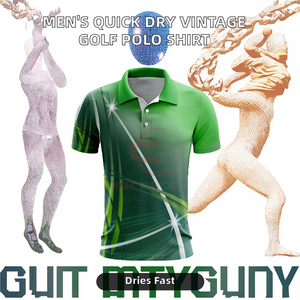 Chemises à manches courtes pour hommes, élégantes, personnalisées, à fermeture éclair, imprimées numériquement, tissées, séchage rapide, style vintage, athlétiques, coupe ajustée pour le golf - Product Image 2