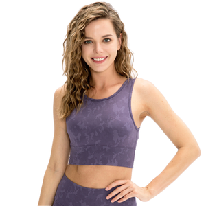 Soutien-gorge de sport léger pour femme, grande taille, à couvrance totale, motif camouflage, logo frontal, idéal pour la gym, le yoga et le fitness - Product Image 1