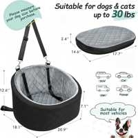 Coussin de siège auto universel pour chiens et chats, coussin de voyage doux pour siège avant de voiture avec ceinture de sécurité