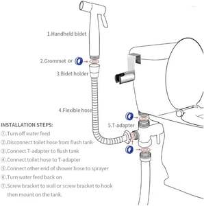 Pulvérisateur de bidet portatif moderne en acier inoxydable pour toilettes, douchette à main pour hôtels - Product Image 6