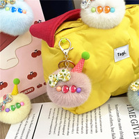 Porte-clés tendance en peluche écologique en forme d'oreille d'elfe, boule duveteuse 3D, ornement à suspendre au sac, cadeau mignon pour couple et meilleurs amis, vente en gros