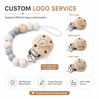 Attache sucette en Silicone, perles en bois pièces, pour bébé, chaîne motif fleurs artificielles, Logo personnalisé