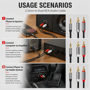 <span class=keywords><strong>Cable</strong></span> <span class=keywords><strong>de</strong></span> <span class=keywords><strong>Audio</strong></span> Estéreo Hi-Fi <span class=keywords><strong>de</strong></span> 3.5mm a Doble RCA, con Núcleo <span class=keywords><strong>de</strong></span> Cobre Esmaltado y Chapado en Oro, Divisor Auxiliar en Y <span class=keywords><strong>para</strong></span> Altavoces <span class=keywords><strong>de</strong></span> Cine en Casa - Product Image 6