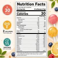 Vitahall Kids Multivitamines en sucettes sans sucre, Vitamine C Oméga 3 B12, Soutien immunitaire, Développement cérébral, Santé dentaire 300g