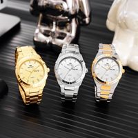Montre à quartz pour homme avec calendrier, cadran soleil, lunette géométrique, bracelet en acier inoxydable, étanche, style business décontracté