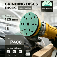 Disque de préparation pour polissage humide et sec tri-surface avec film vert 5" 125mm P400 15 trous pour abrasifs de dureté moyenne OEM