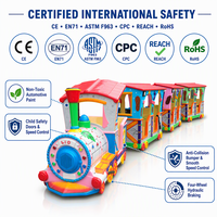 Train électrique pour enfants 13 places en promotion avec lumières LED, musique et effet de fumée, personnalisable pour usage domestique, parcs, centres commerciaux, écoles et excursions
