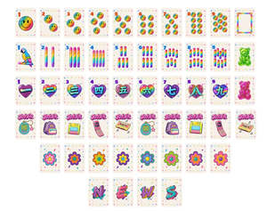 Juego de Fichas de Mahjong de Melamina Azul Verde Brillante, Estilo Retro de los 90, Diseño Vintage Americano, Duradero - Product Image 4