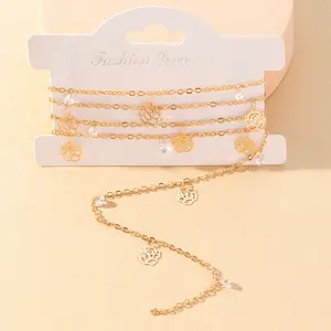 New Arrival DIY Sunglasses Chain Jewelry Findings Gold Plated Copper Chain Decorated with Zircon and Rose Charms Chains