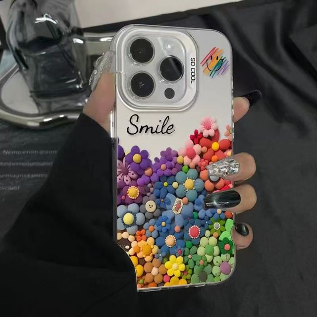 Colorful Flower Laser Plated Mobile Phone Cover Shockproof so COOL IMD Phone Cases for Iphone 16 Pro Max 15 Plus 14 13 12 11 XS
