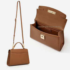 Bolso de mano de cuero crossgrain con asa superior y logotipo personalizado, bolso de oficina para mujer, bolso cruzado clásico para mujer - Product Image 2