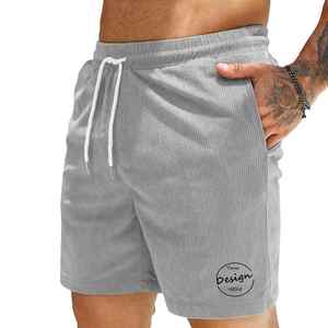 Short en velours côtelé de 5 pouces pour hommes de haute qualité décontracté solide imprimé Logo Fitness conception de cargaison en plein air - Product Image 2