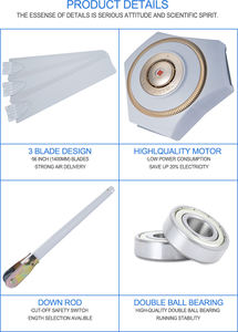 Ventilador de Teto Industrial Deluxe Ramco Shami de 56'' 60'' com 3 Lâminas de Metal e Regulador de 5 Velocidades - Product Image 3