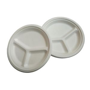 10 pouces <span class=keywords><strong>3</strong></span> <span class=keywords><strong>Compartiments</strong></span> Jetables Sans Arbre Plaques 100% Naturel de Canne À Sucre Biodégradable - Product Image 4