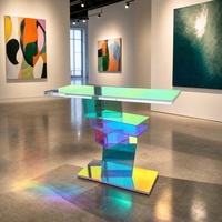Table basse en acrylique transparente à reflets arc-en-ciel personnalisée, table d'appoint étroite pour hall d'entrée, couloir, décoration intérieure, meubles