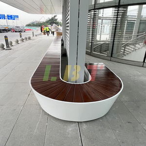 Silla de Fibra de Vidrio y Bambú Lbt 4541, Banco Personalizado para Exteriores, para Parques y Espacios Verdes, Diseño Moderno y Simple, Duradero - Product Image 1