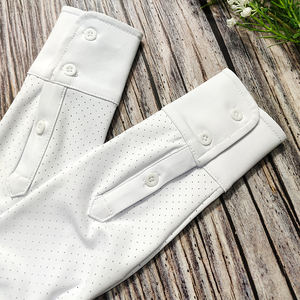 Beyaz kadın atlı uzun kollu gömlek örgü kumaş binicilik giysi üstleri göstermek için gömlek sürme baz katman binicilik - Product Image 3