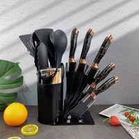 MK Set Gadget dapur, aksesoris dapur silikon tahan panas dengan pegangan kayu 19 buah