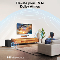 Barra de Sonido de 280W de Potencia Pico, con Subwoofer y Altavoz para TV con Mejora de Bajos, Sistema de Audio para Cine en Casa, Superventas