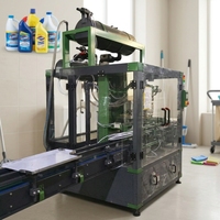 Ligne de production entièrement automatique résistante à la corrosion pour le remplissage par gravité de produits tels que le blanchiment et les nettoyants pour toilettes