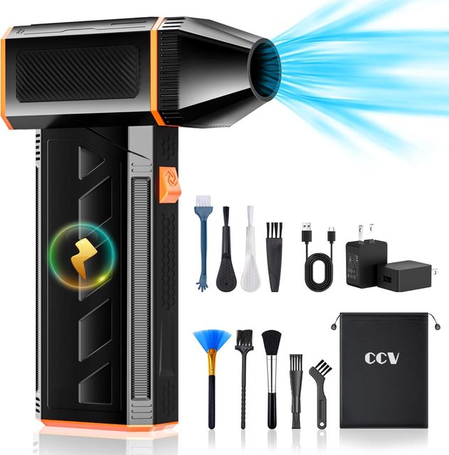 CCV Compressed Air Duster 120000RPM Electric Cordless Keyboard PC Cleaner 3 Gears Adjustable Rechargeable Three Wind for Car