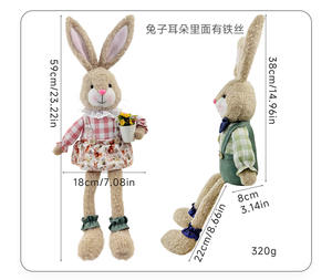 Nieuwe paasdecoraties Pastorale stijl Pluche zittende konijnenpoppen met lange benen, knuffels, bureaubladornamenten, feestdecoraties - Product Image 6