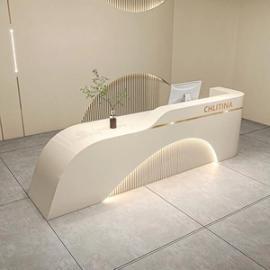 Jincheng của phổ biến hiện đại Salon Spa quầy lễ tân với đèn LED mô hình đa chức năng lưu trữ vẻ đẹp móng tay tiếp nhận bàn. - Product Image 2