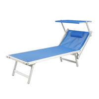 Lit de plage pliable en aluminium de conception nouvelle 2026, inclinable, avec pare-soleil amovible, dossier réglable pour le camping en plein air, protection UV