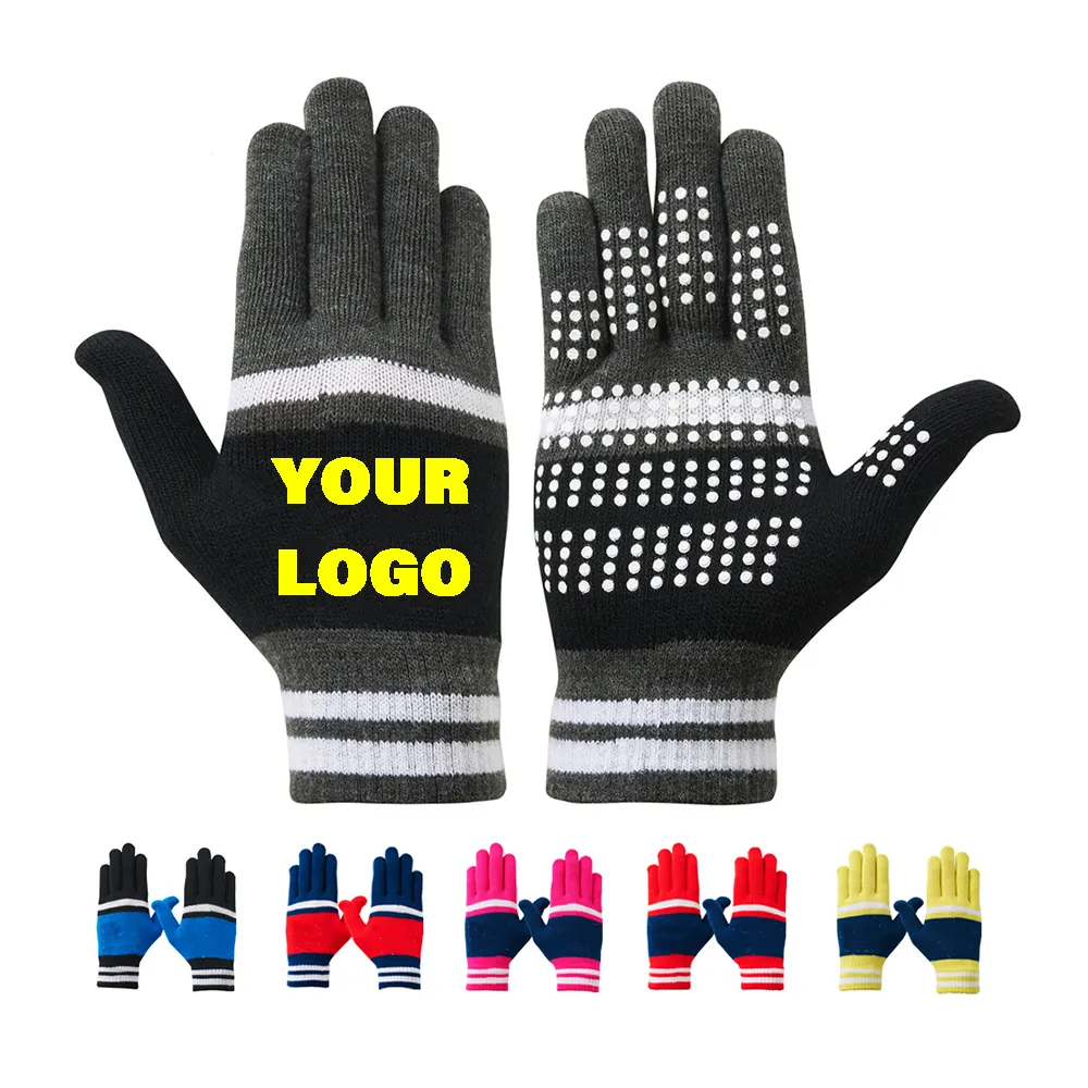 Oeko Tex Supplier Custom Logo Thermal Winter Acrylic Stretch Magic Gloves Screen Touch for Kids Women
