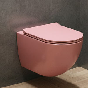 Inodoro Curva WC Rosa con asiento suave, color sanitario, lavamanos femenino, cisterna inteligente de doble descarga, color sanitario marino mate - Product Image 3