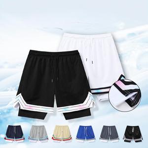 กางเกงบาสเก็ตบอลสำหรับผู้ชายแห้งเร็วกางเกงขาสั้นกีฬาสองชั้นระบายอากาศได้ดีเสื้อด้านนอกทอสำหรับผู้ใหญ่ - Product Image 4