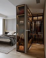 Armoire de chambre/salon modulaire moderne sur mesure avec 2 tiroirs, éclairage LED, grande capacité, durable, respectueuse de l'environnement, en MDF