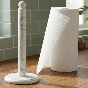 Portarrollos de Papel de Mármol Blanco con Base Redonda Decorativa, Elegante Soporte para Servilletas Independiente para Encimera de Cocina, Mesa de Comedor, Hogar - Product Image 2
