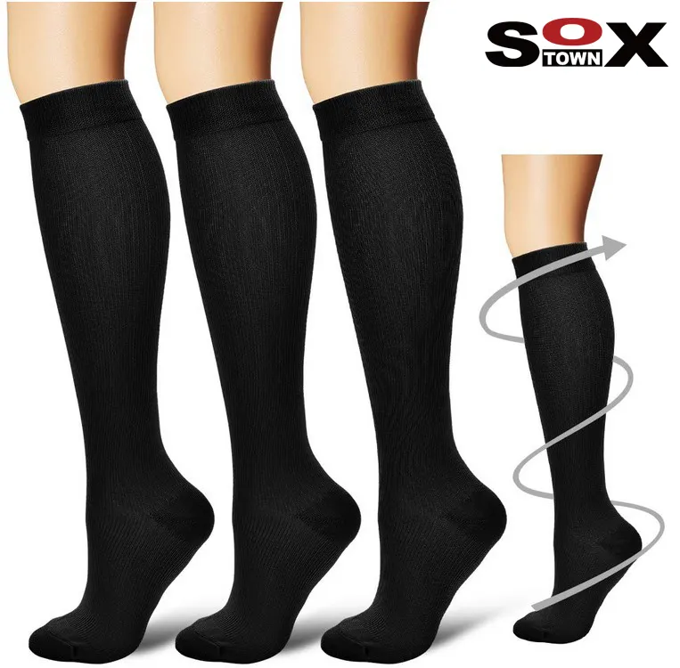 Medias com presivas medicas Calcetines 20-30mmhg schlichte schwarze leere Krankens ch wester medizinische kniehohe Sport kompression socken