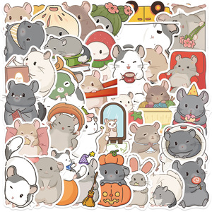 50 autocollants mignons de dessins animés de chinchillas pour la décoration de livres et de murs, autocollants amusants de <span class=keywords><strong>Totoro</strong></span> - Product Image 1