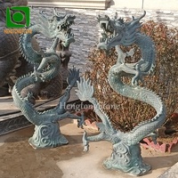 Statue de dragon en bronze de style antique pour l'extérieur, statue d'animal en métal