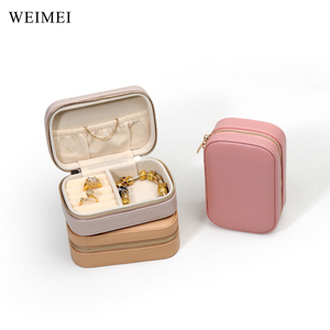 WEIMEI Custom Pu Small Ring Pendant Jewellery <b>Storage</b> Case Travel Organizer <b>Mini</b> Velvet Flocking Lining Leather Jewelry <b>Box</b> - Product Image 2