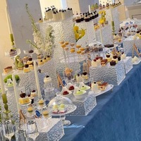 Présentoir à Desserts en Acrylique Effet Vague d'Eau, Plateau de Service pour Pâtisseries de Mariage et Banquets, Décorations de Table pour Plats Froids et Pause Thé