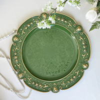 Nouvelles assiettes de présentation en plastique de qualité alimentaire, réutilisables et écologiques, de 13 pouces, pour la décoration de tables de mariage et de réception, vente en gros