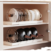 Panier coulissant réglable en acier au carbone blanc pour armoire, support de rangement coulissant pour usage domestique, organisateur de tiroir sous évier pour bols