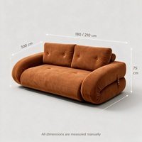 Canapé 2 places inclinable rétro capitonné en tissu avec accoudoirs incurvés, style vintage, pour salon, appartement, maison, centre commercial, café, hôtel, décoration de lounge - Vente en gros