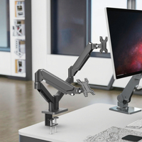 Support d'écran d'ordinateur de bureau réglable en hauteur de 13 à 32 pouces, bras unique en aluminium avec ressort à gaz, inclinaison de 45 degrés, noir