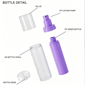 OEM ODM 15ml 30ml 50ml AS PP Airless Pump Bottle Empty Cosmetic Lotion Bottle With Lid - Product Image 5