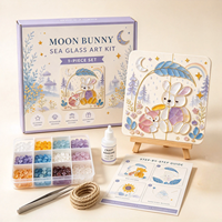 Kit d'art mosaïque en verre de mer pour fusée spatiale DIY en gros, ensemble de loisirs créatifs en carreaux de verre avec chevalet, fournitures de jouets éducatifs