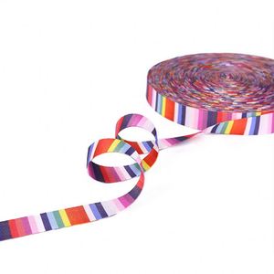 Low Price Custom Polyester Twill Tape rainbow Heat Transfer Printed Woven logo Leash Bag Nylon <b>Webbing</b> - Product Image 4