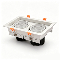 Spot LED encastré double/simple/triple tête, technologie COB, indice CRI 95 élevé, plafonnier carré en aluminium
