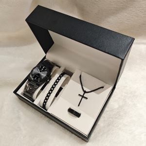 Gohuos 8807 Ensemble Classique 5 Pièces : Collier Croix, Bague, Chaîne, Bracelet, Montre Homme de Luxe Lumineuse et Étanche avec Coffret en Cuir Haut de Gamme - Product Image 4