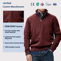 Pull léger en coton 100% personnalisé par le fabricant, logo personnalisé, uni, col montant 1/4 zip, fermeture éclair quart de tour pour homme