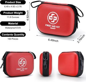 Trousse de premiers soins miniature ORI-POWER 150 pièces, étanche, coque rigide, pour la maison, la voiture, les voyages, le camping, les camions, la randonnée, les sports, le bureau - Product Image 1