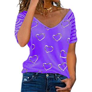 Nuevo vestido de mujer de talla grande Otoño e Invierno Explosiones con cuello en V <span class=keywords><strong>Love</strong></span> Print Camiseta de manga larga - Product Image 6